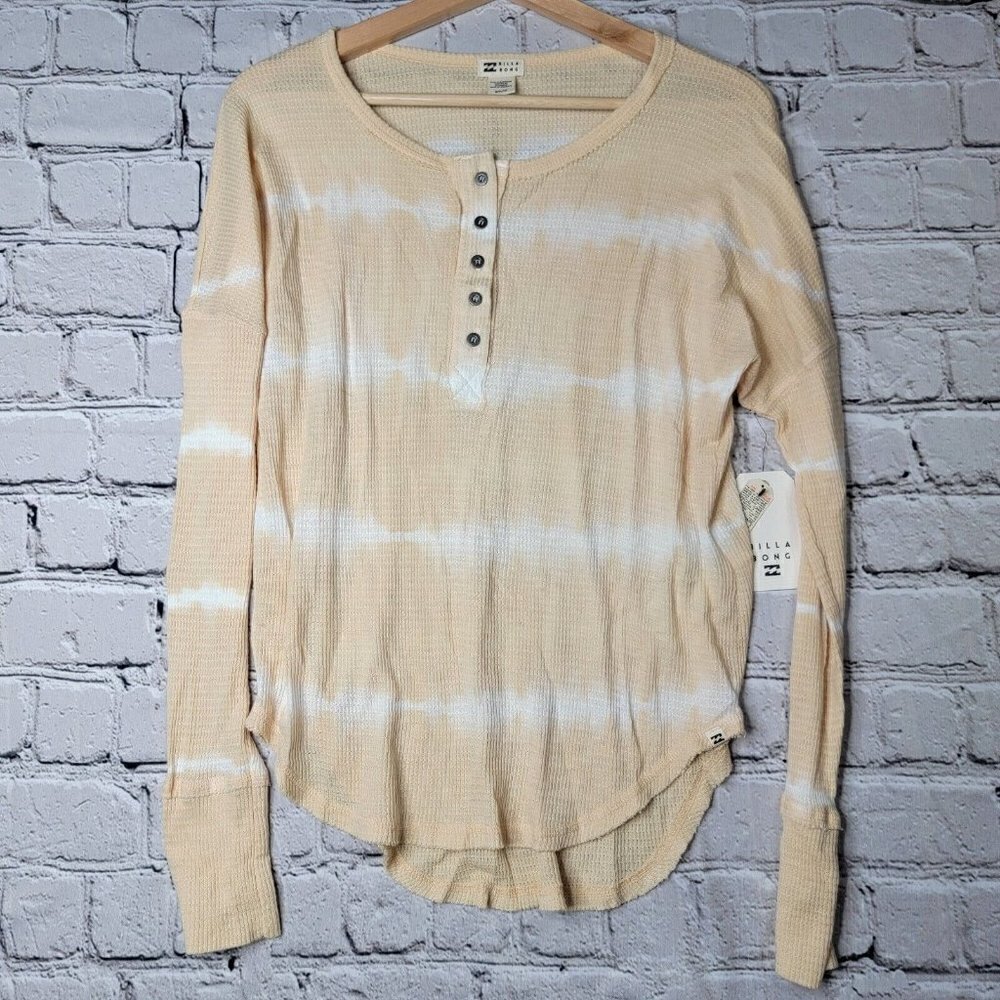 BillaBong Any Day Thermal Long Sleeve T-Shirt Peach Cream NWT Juniors Size S
